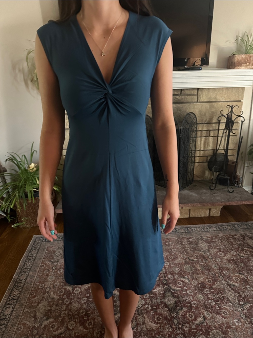 Patagonia Teal Knot-Front Midi Dress